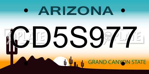 CD5S977 Arizona License Plate