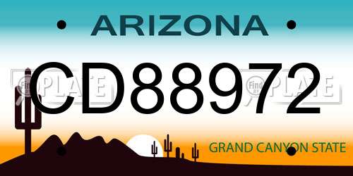 CD88972 Arizona License Plate