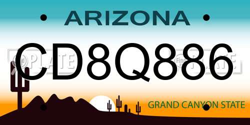 CD8Q886 Arizona License Plate