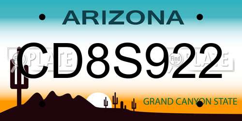 CD8S922 Arizona License Plate