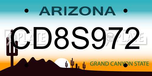 CD8S972 Arizona License Plate