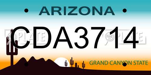 CDA3714 Arizona License Plate