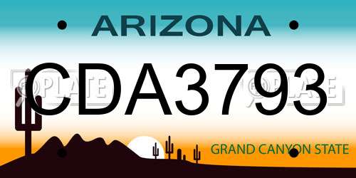 CDA3793 Arizona License Plate