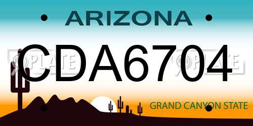 CDA6704 Arizona License Plate