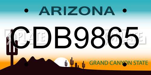 CDB9865 Arizona License Plate