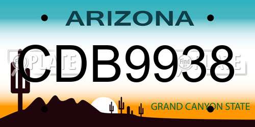 CDB9938 Arizona License Plate