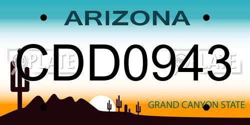 CDD0943 Arizona License Plate