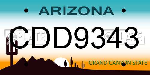 CDD9343 Arizona License Plate