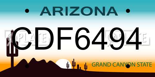 CDF6494 Arizona License Plate