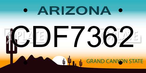 CDF7362 Arizona License Plate