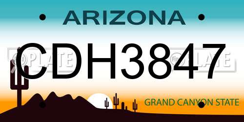 CDH3847 Arizona License Plate