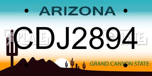 CDJ2894 Arizona License Plate