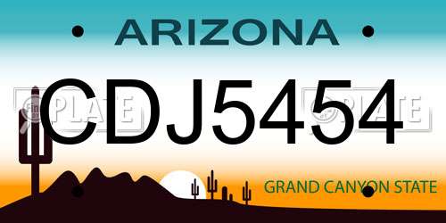 CDJ5454 Arizona License Plate