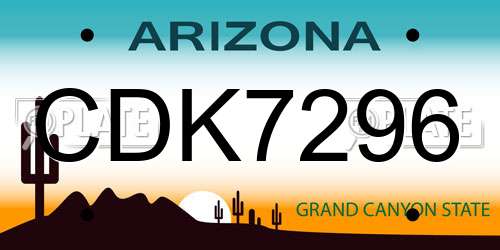 CDK7296 Arizona License Plate