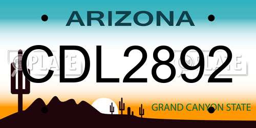 CDL2892 Arizona License Plate