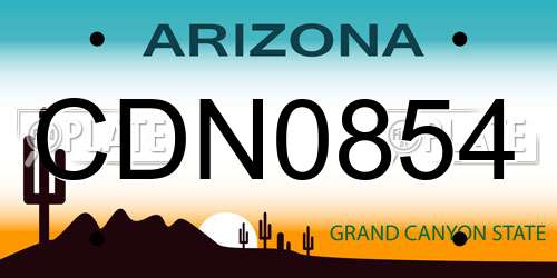 CDN0854 Arizona License Plate