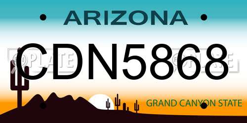 CDN5868 Arizona License Plate