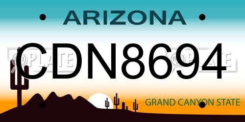 CDN8694 Arizona License Plate