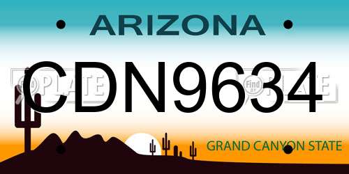 CDN9634 Arizona License Plate