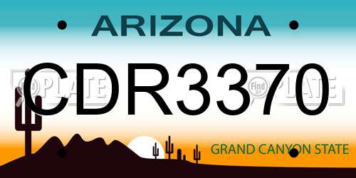 CDR3370 Arizona License Plate