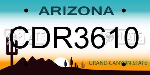 CDR3610 Arizona License Plate