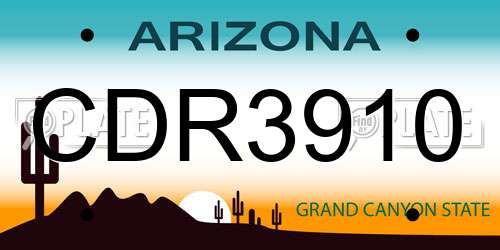 CDR3910 Arizona License Plate