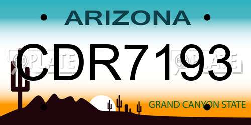 CDR7193 Arizona License Plate