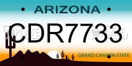 CDR7733 Arizona License Plate