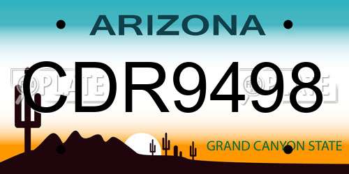 CDR9498 Arizona License Plate