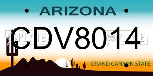 CDV8014 Arizona License Plate