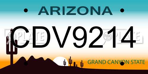 CDV9214 Arizona License Plate