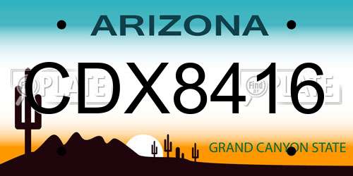 CDX8416 Arizona License Plate