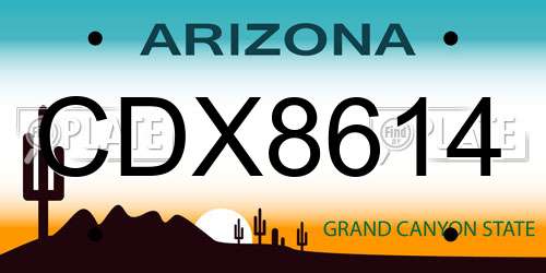 CDX8614 Arizona License Plate