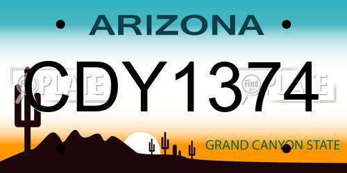 CDY1374 Arizona License Plate
