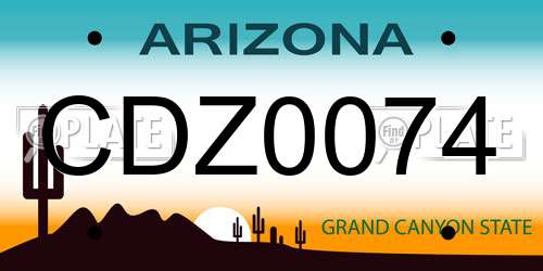 CDZ0074 Arizona License Plate