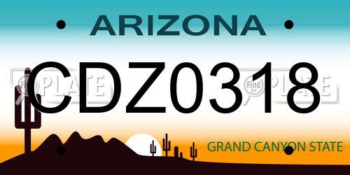 CDZ0318 Arizona License Plate