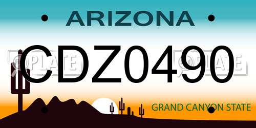 CDZ0490 Arizona License Plate