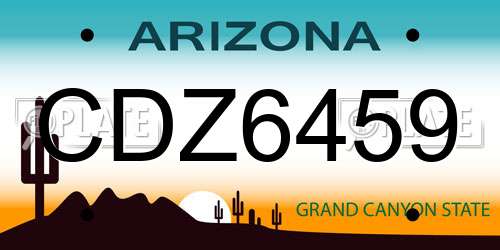 CDZ6459 Arizona License Plate
