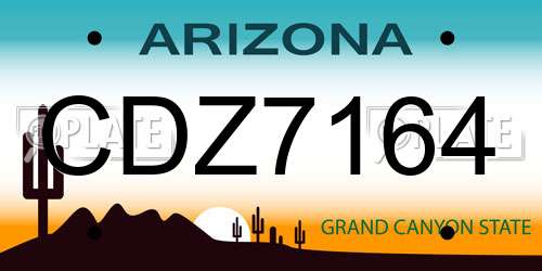 CDZ7164 Arizona License Plate