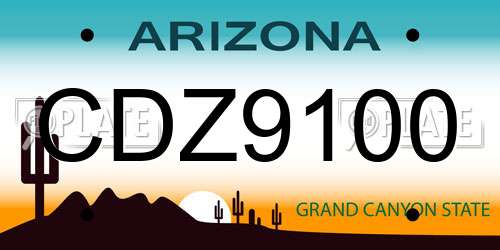 CDZ9100 Arizona License Plate