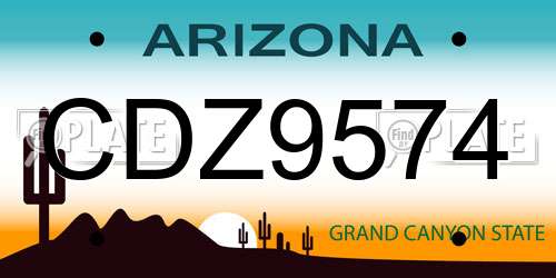 CDZ9574 Arizona License Plate