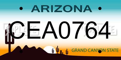 CEA0764 Arizona License Plate