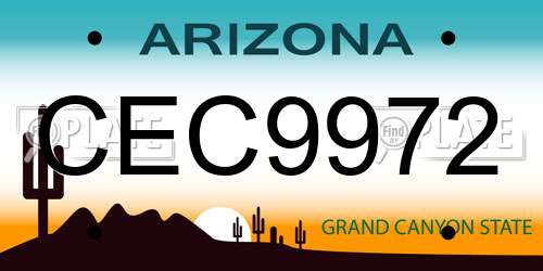 CEC9972 Arizona License Plate