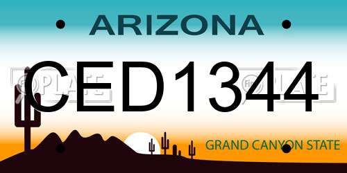 CED1344 Arizona License Plate