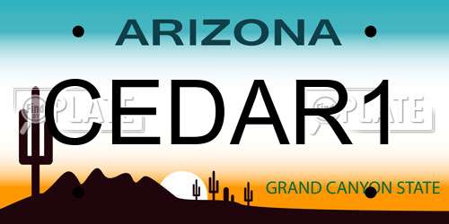 CEDAR1 Arizona License Plate