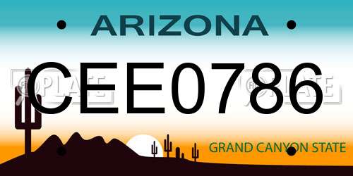 CEE0786 Arizona License Plate