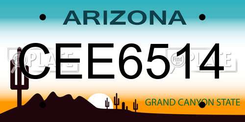 CEE6514 Arizona License Plate