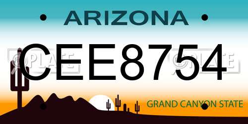 CEE8754 Arizona License Plate