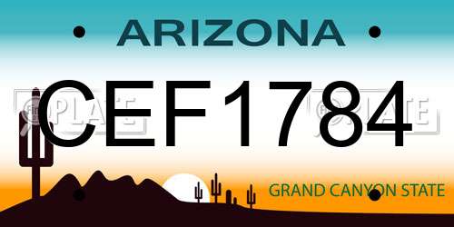 CEF1784 Arizona License Plate