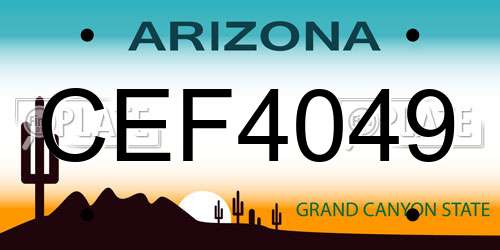 CEF4049 Arizona License Plate